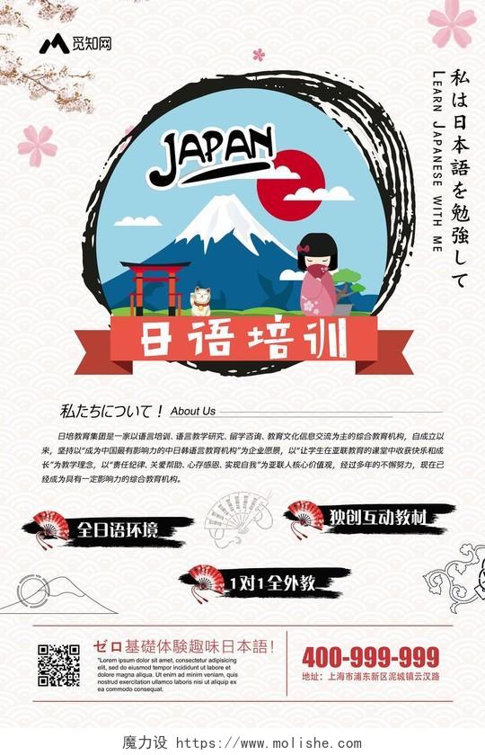 日语培训口语教育古典风宣传海报
